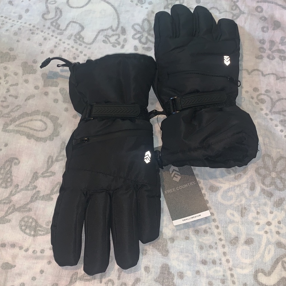 New Free Country Softshell Touchscreen Compatible Gloves Black Sz S/M